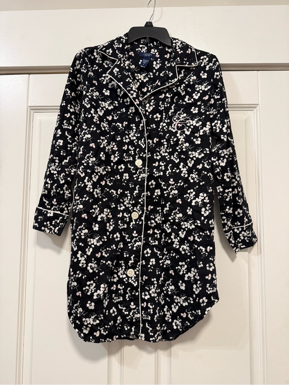 Chaps Black Floral 100% Cotton Night Gown